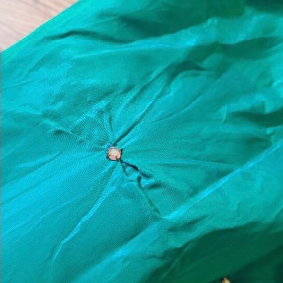 Vintage 1950's Silk taffeta dress blue/green Rhinestone & Crinoline US0P - Picture 3 of 8